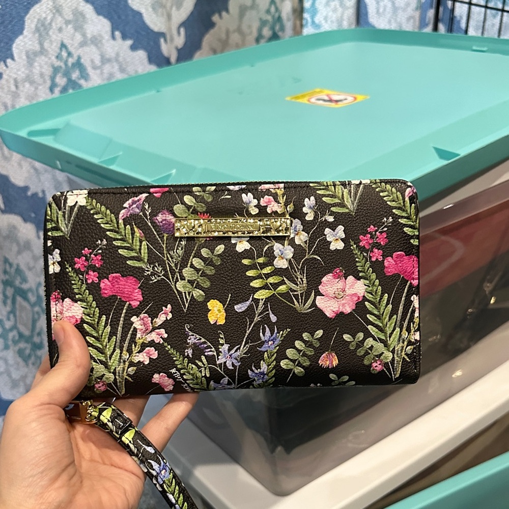 Betsey Johnson Black Floral Wallet